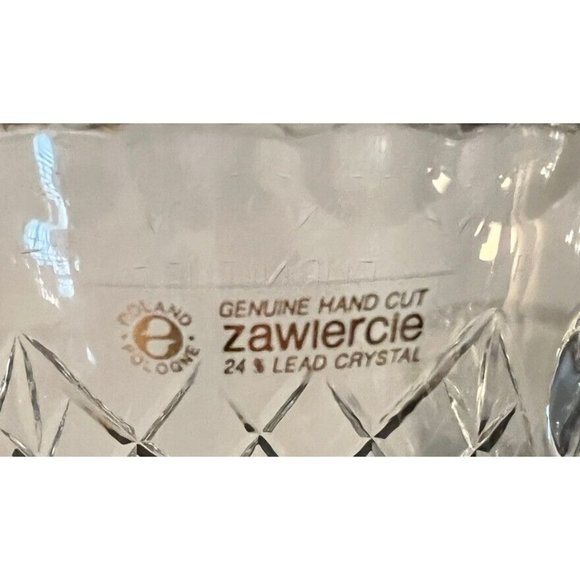 Genuine Hand Cut Zawiecie 24%  Lead Clear Crystal Ice Bucket With Handle Poland - Picture 4 of 8